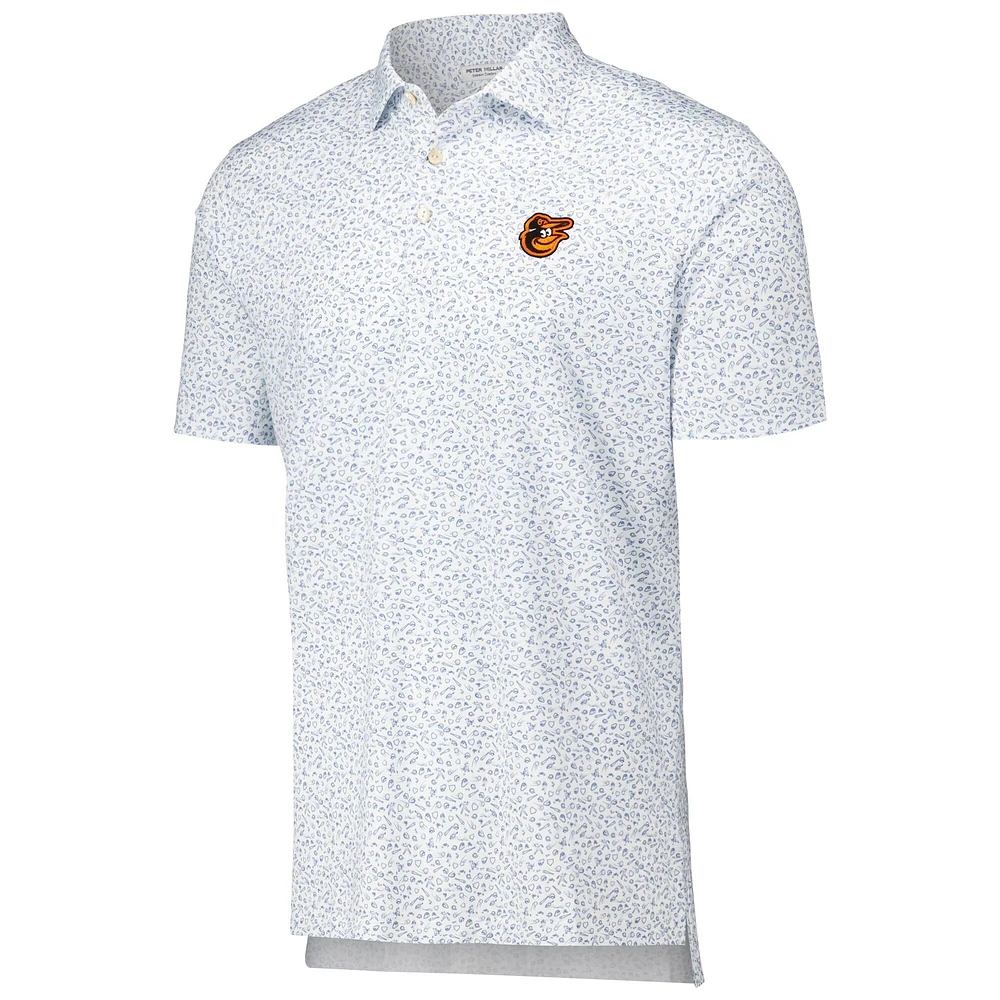 Men's Peter Millar White Baltimore Orioles Batter Up Performance Jersey Polo