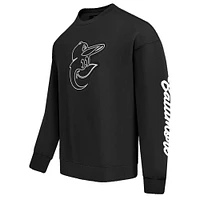 Men's Pro Standard Black Baltimore Orioles Paint The City Dropped Shoulder Pullover Sweatshirt