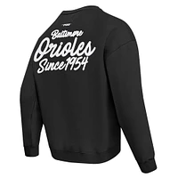 Men's Pro Standard Black Baltimore Orioles Paint The City Dropped Shoulder Pullover Sweatshirt