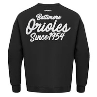 Men's Pro Standard Black Baltimore Orioles Paint The City Dropped Shoulder Pullover Sweatshirt