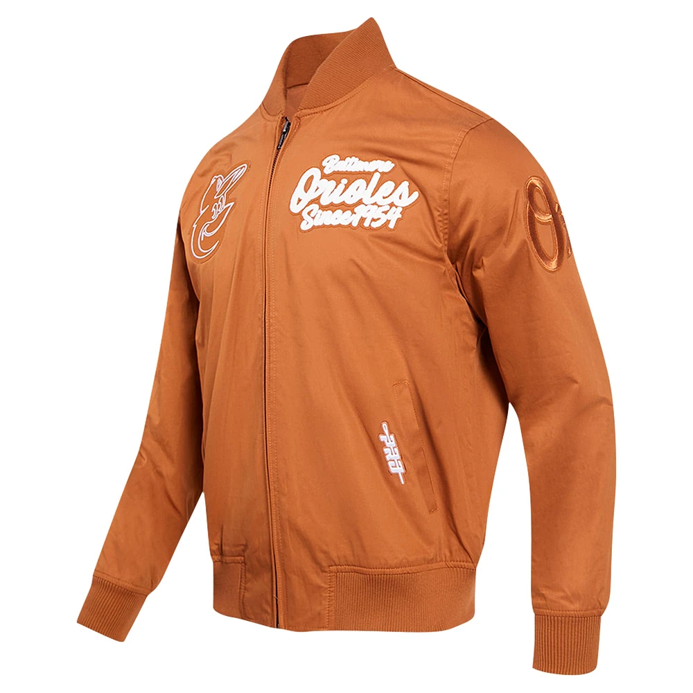 Men's Pro Standard Brown Baltimore Orioles Paint The City Twill Full-Zip Jacket