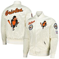 Men's Pro Standard Cream Baltimore Orioles Cooperstown Collection Pinstripe Retro Classic Satin Full-Snap Jacket