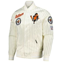 Men's Pro Standard Cream Baltimore Orioles Cooperstown Collection Pinstripe Retro Classic Satin Full-Snap Jacket