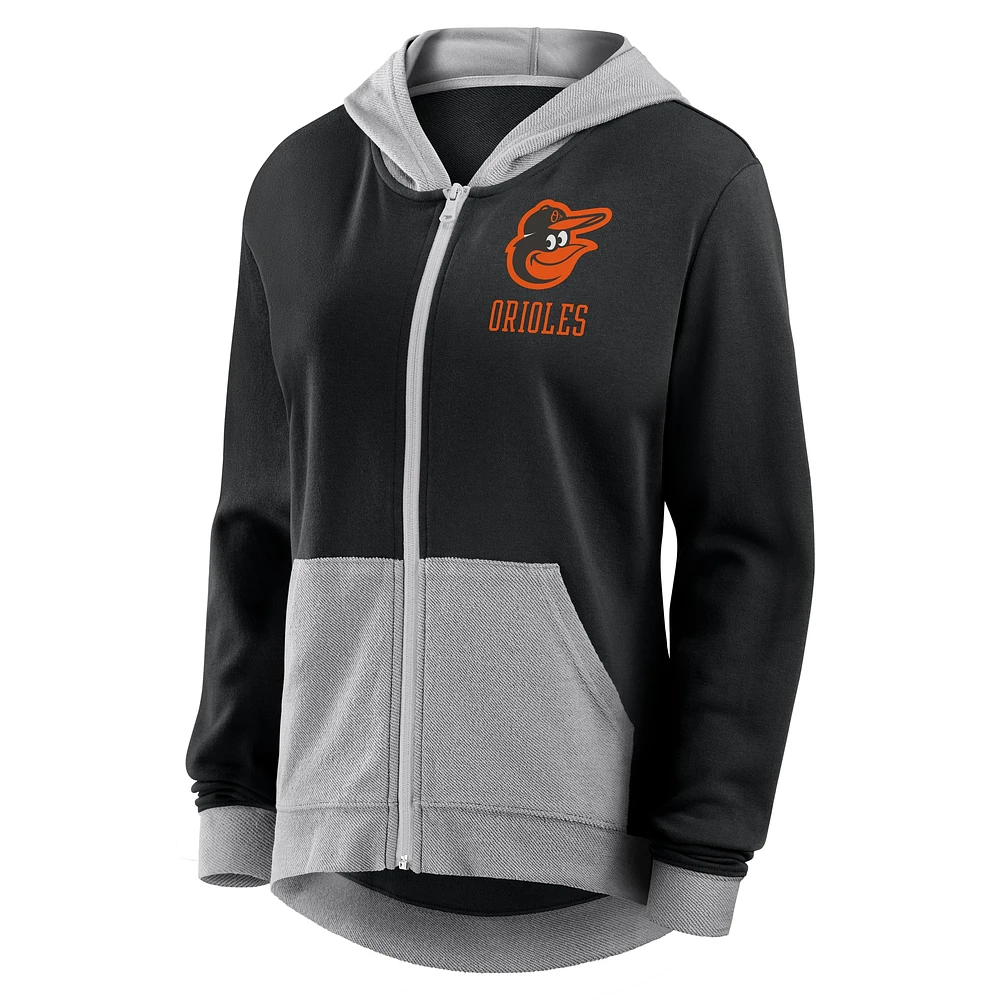 Women's Fanatics  Black Baltimore Orioles Hit It French Terry Full-Zip Hoodie