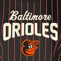 Women's New Era Black Baltimore Orioles Cooperstown Collection Multiplier Pinstripe Cropped T-Shirt