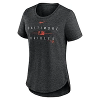 Women's Nike Heather Black Baltimore Orioles Knockout Team Stack Tri-Blend T-Shirt