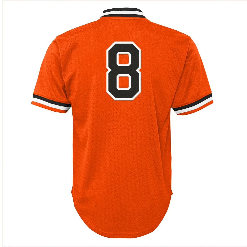 Youth Mitchell & Ness Cal Ripken Jr. Orange Baltimore Orioles Cooperstown Collection Mesh Batting Practice Jersey