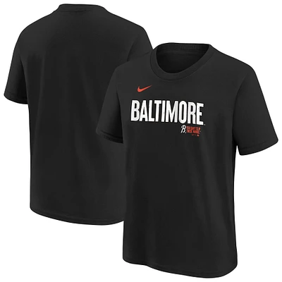 T-shirt Nike noir pour jeunes avec logo City Connect des Baltimore Orioles