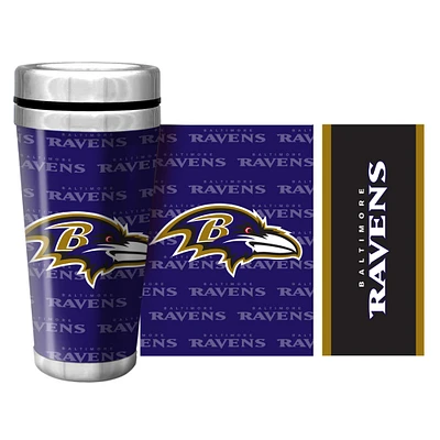 Corbeaux de Baltimore 16oz. Tasse de voyage avec papier peint complet