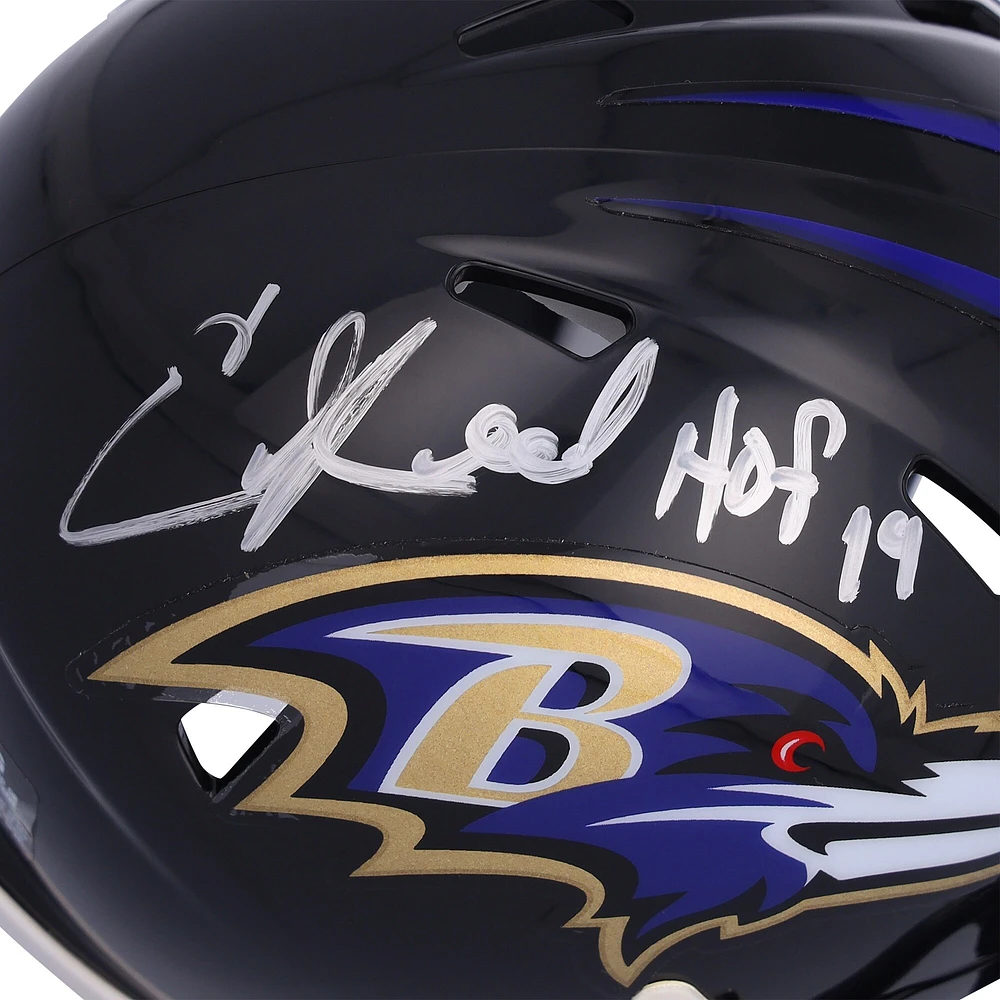Ed Reed Baltimore Ravens Autographed Speed Mini Helmet with "HOF 19" Inscription