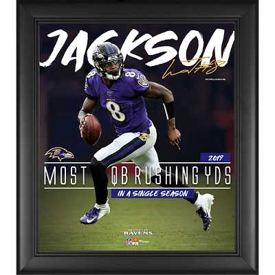 Lamar Jackson Baltimore Ravens Framed 15" x 17" Single Season Quarterback Rushing Yards Record Collage