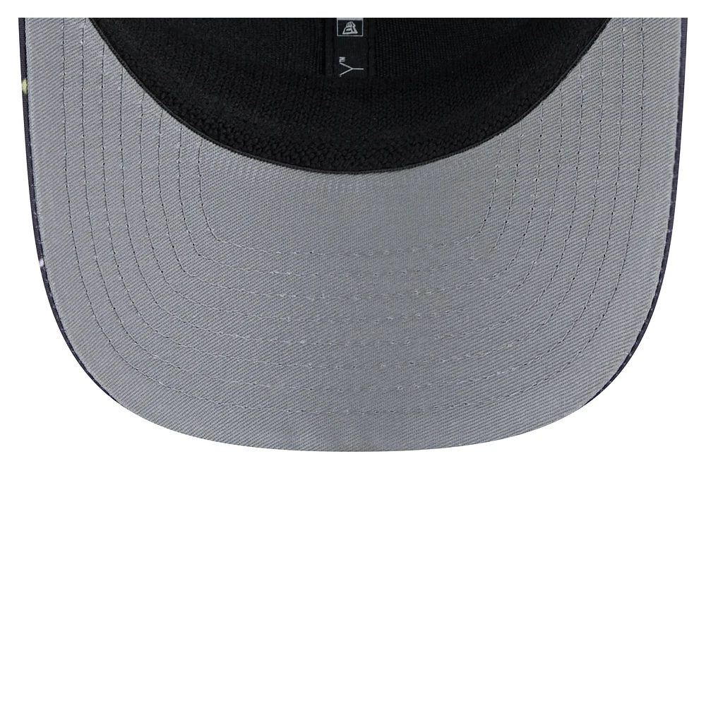 Men's New Era Navy/Black Baltimore Ravens Adventure Drinks Pattern 9SEVENTY Stretch-Snap Hat