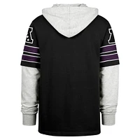 Men's '47 Black Baltimore Ravens Double Header Blitz Cornerback Pullover Hoodie