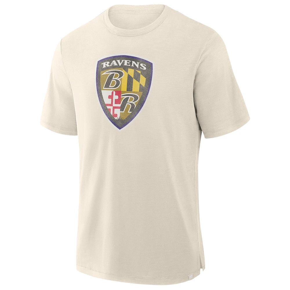 Men's Fanatics  Cream Baltimore Ravens Slub T-Shirt