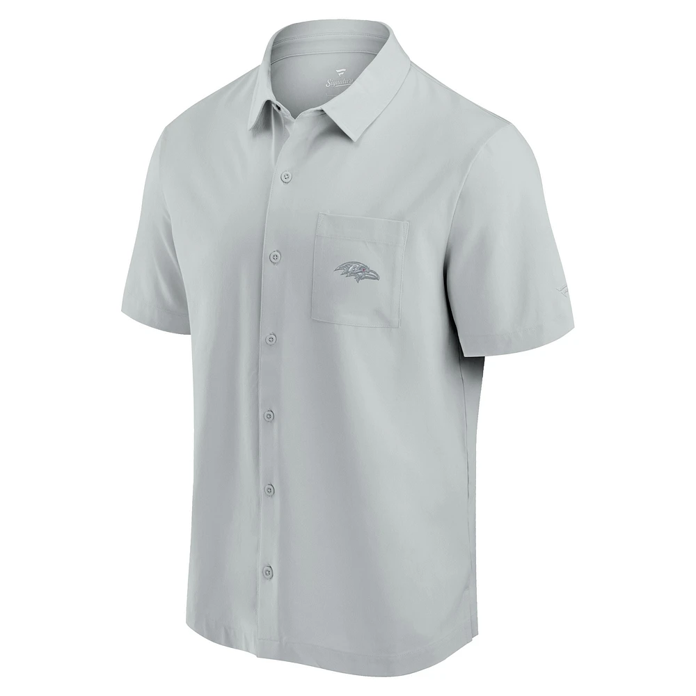Men's Fanatics Gray Baltimore Ravens Front Office Button-Up Shirt