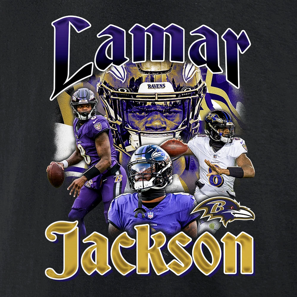 Men's Fanatics Lamar Jackson Black Baltimore Ravens Notorious Player Graphic T-Shirt
