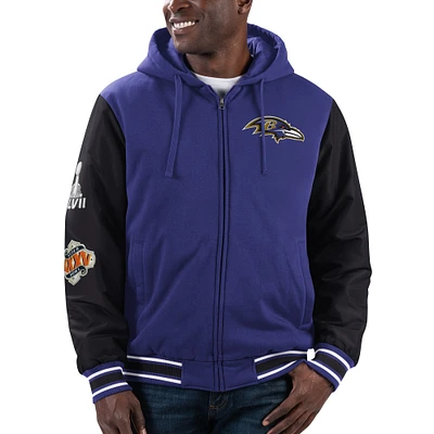 Men's G-III Sports by Carl Banks Purple Baltimore Ravens Player Option Colorblock Full-Zip Hoodie Jacket