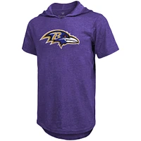 Men's Majestic Threads Lamar Jackson Purple Baltimore Ravens Player Name & Number Tri-Blend Slim Fit Hoodie T-Shirt