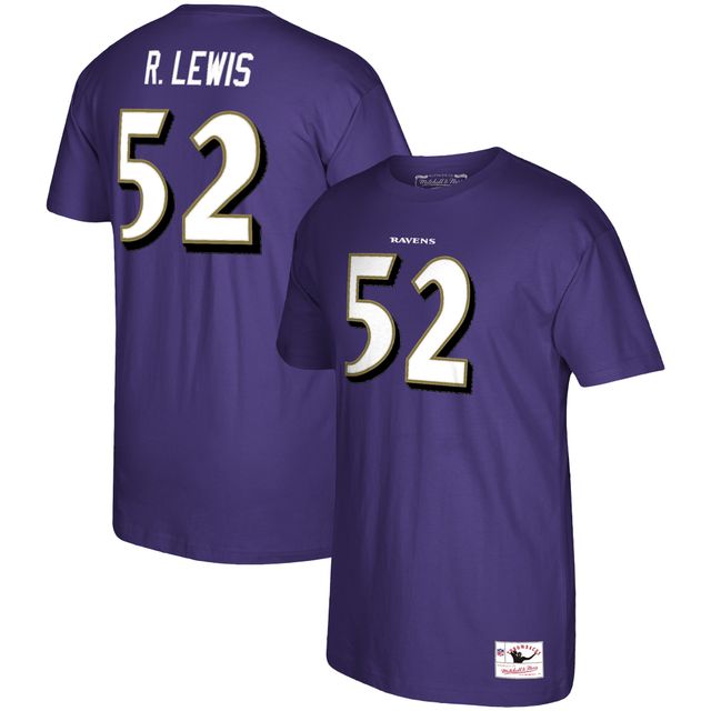 T-shirt violet avec nom et numéro du joueur retraité des Ravens de Baltimore Mitchell & Ness Ray Lewis pour hommes
