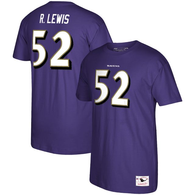 T-shirt violet avec nom et numéro du joueur retraité des Ravens de Baltimore Mitchell & Ness Ray Lewis pour hommes