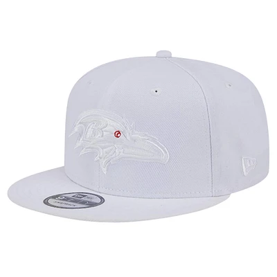 Men's New Era Baltimore Ravens Main White on White 9FIFTY Snapback Hat