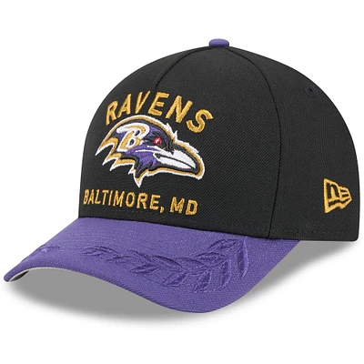 Men's New Era Black/Purple Baltimore Ravens 2025 NFL Draft 9FORTY M-Crown A-Frame Adjustable Hat