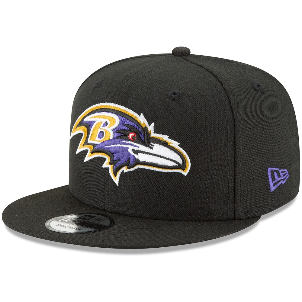 Casquette Snapback ajustable 9FIFTY Basic des Baltimore Ravens de New Era pour homme, noire