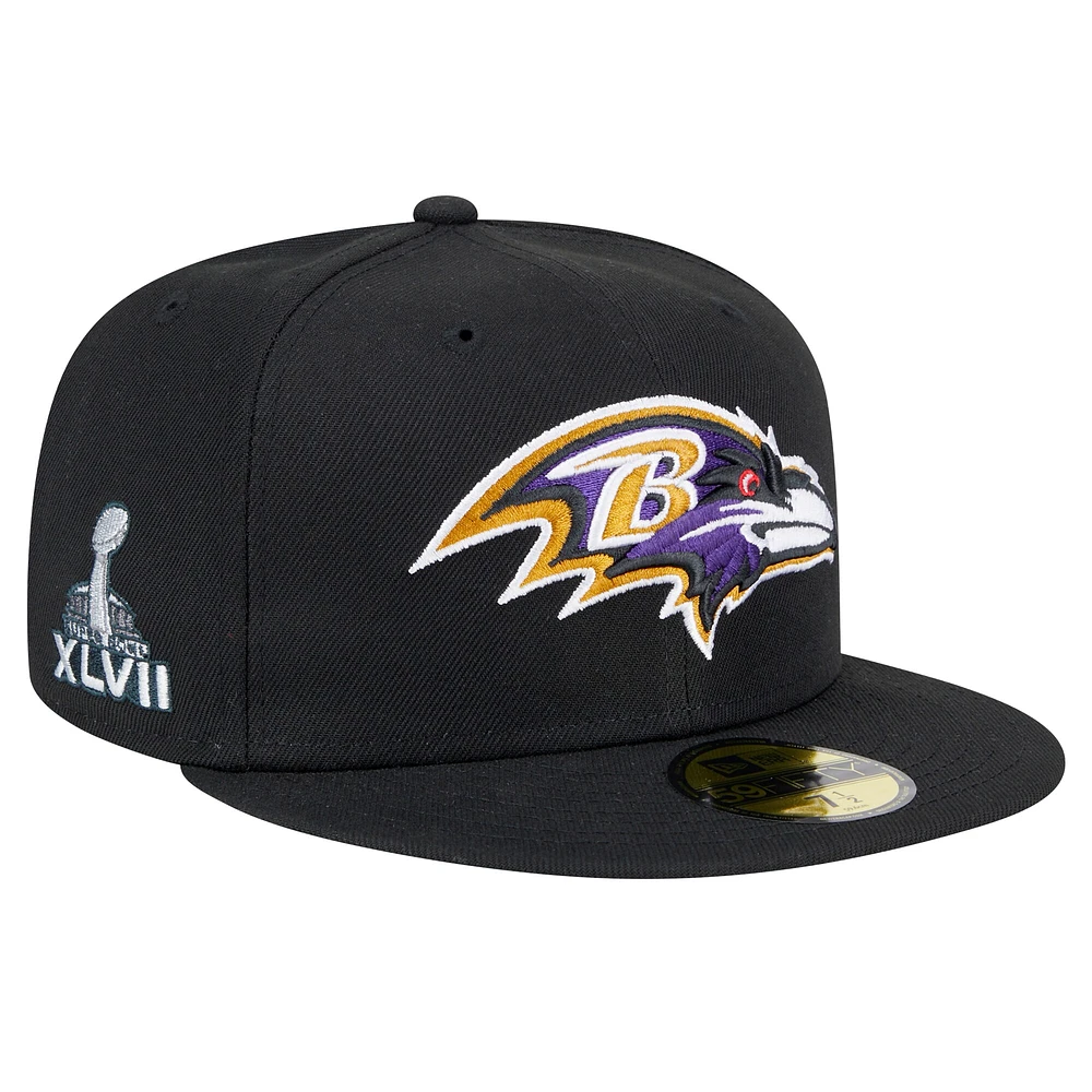 Men's New Era Black Baltimore Ravens Main Patch 59FIFTY Fitted Hat