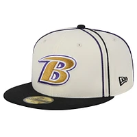 Men's New Era Cream Baltimore Ravens Soutache 59FIFTY Fitted Hat