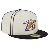 Men's New Era Cream Baltimore Ravens Soutache 59FIFTY Fitted Hat