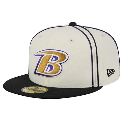 Men's New Era Cream Baltimore Ravens Soutache 59FIFTY Fitted Hat