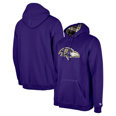 Sweat à capuche carreaux Baltimore Ravens 3rd Down violet New Era pour homme