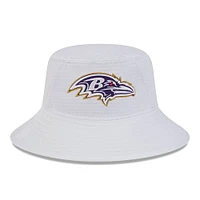 Men's New Era White Baltimore Ravens 2024 NFL Training Camp Stretch Bucket Hat