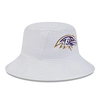 Men's New Era White Baltimore Ravens 2024 NFL Training Camp Stretch Bucket Hat