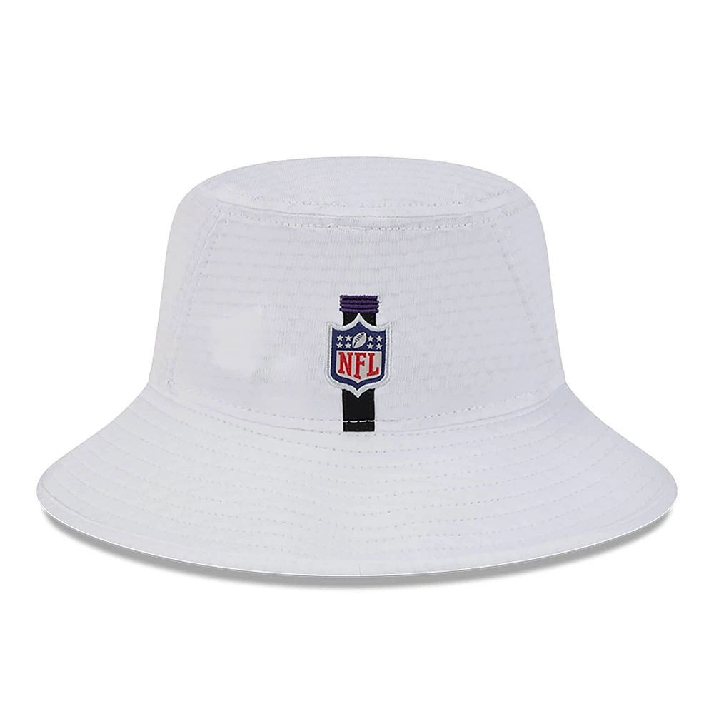 Men's New Era White Baltimore Ravens 2024 NFL Training Camp Stretch Bucket Hat