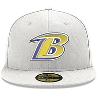 Men's New Era White Baltimore Ravens Omaha Lettermark 59FIFTY Fitted Hat