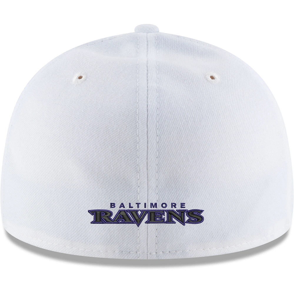 Men's New Era White Baltimore Ravens Omaha Low Profile 59FIFTY Fitted Hat