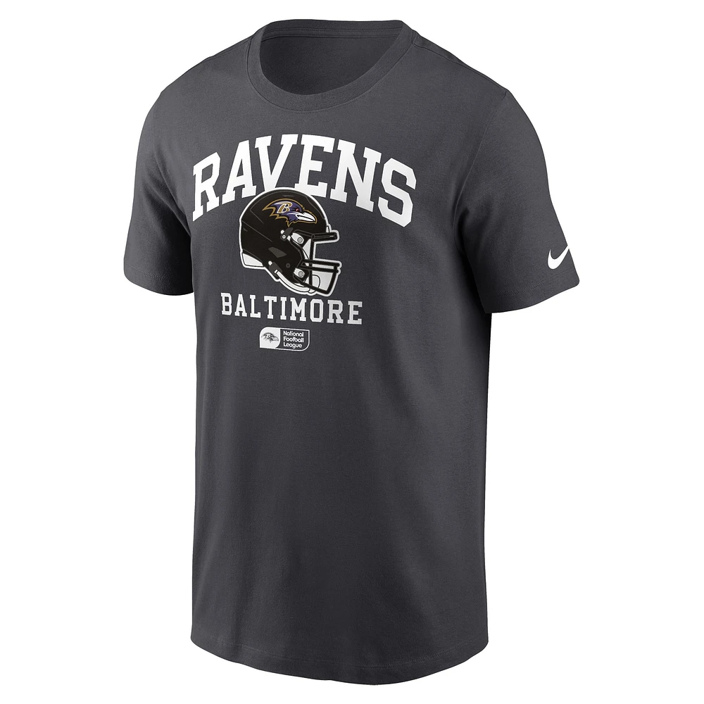 Men's Nike Anthracite Baltimore Ravens Helmet Essential T-Shirt