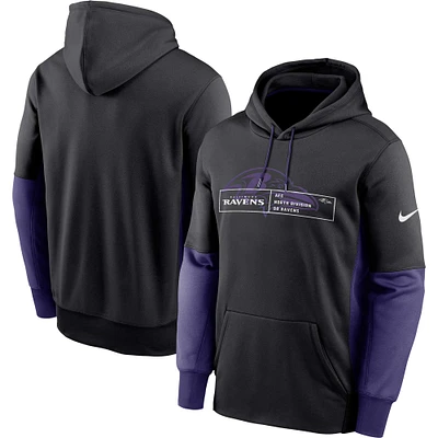 Men's Nike Black Baltimore Ravens Color Block Fleece Performance Pullover Hoodie
