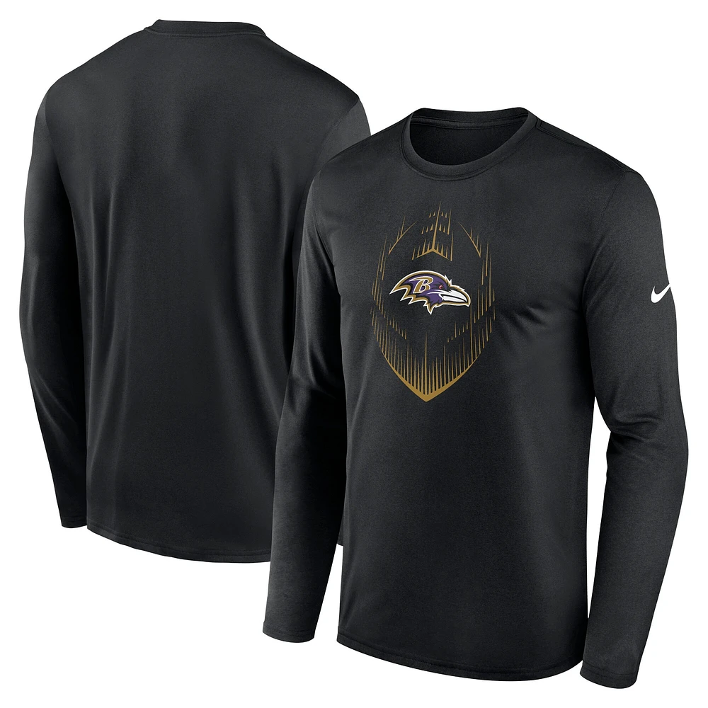 Men's Nike Black Baltimore Ravens Icon Legend Performance Long Sleeve T-Shirt