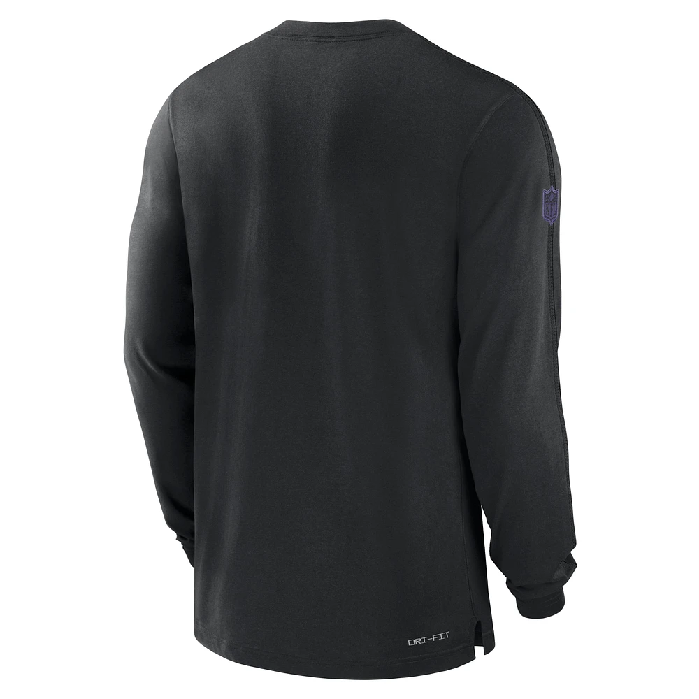 Men's Nike Black Baltimore Ravens Sideline Player Performance Long Sleeve T-Shirt
