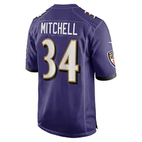 Men's Nike Keaton Mitchell  Purple Baltimore Ravens Game Jersey