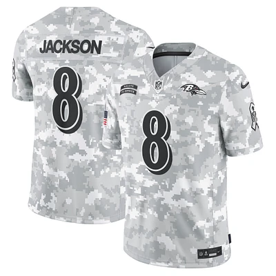 Maillot Nike Lamar Jackson Arctic Camo Baltimore Ravens 2024 Salute to Service Limited pour homme