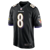 Maillot de match alternatif Nike Lamar Jackson pour hommes, noir, Baltimore Ravens