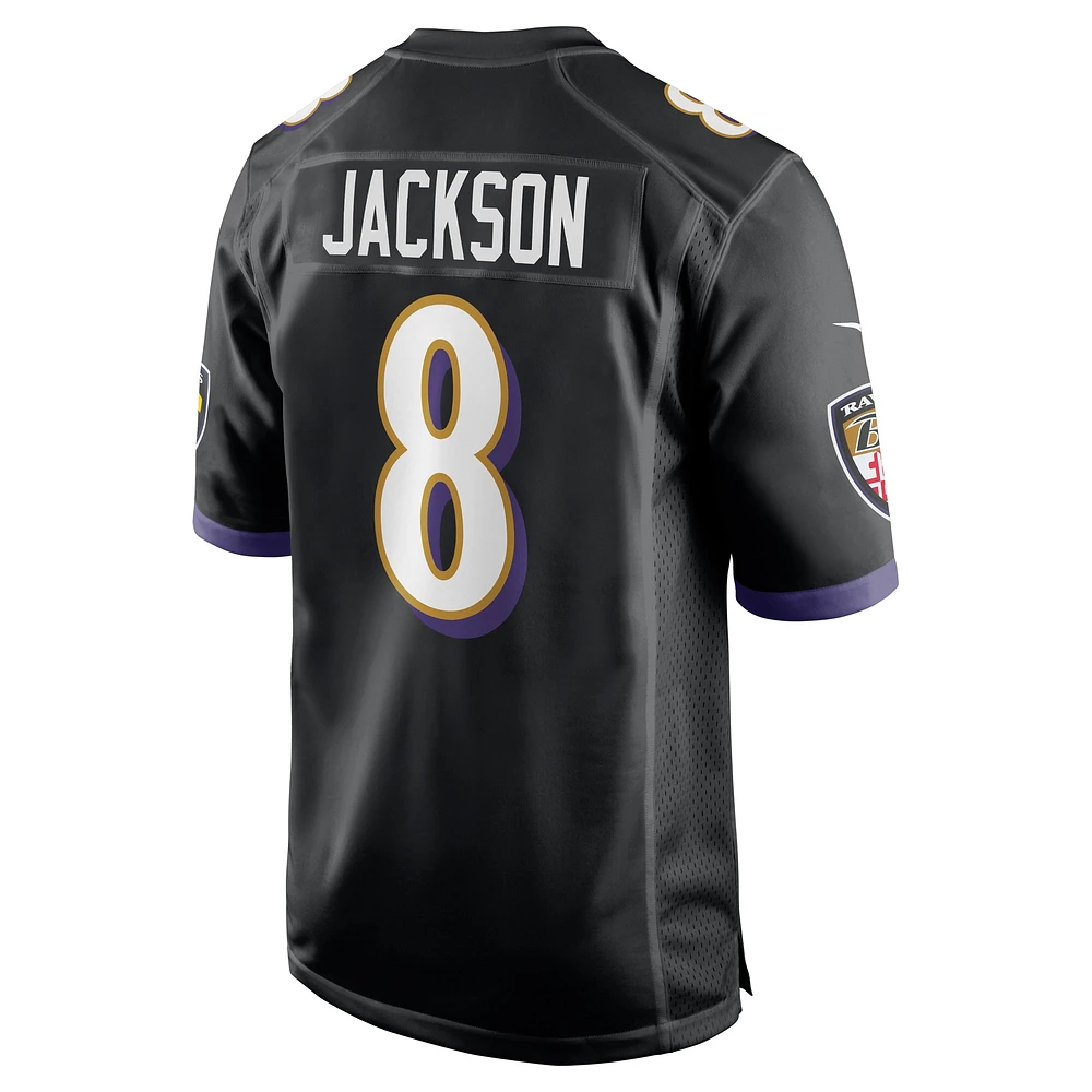 Maillot de match alternatif Nike Lamar Jackson pour hommes, noir, Baltimore Ravens