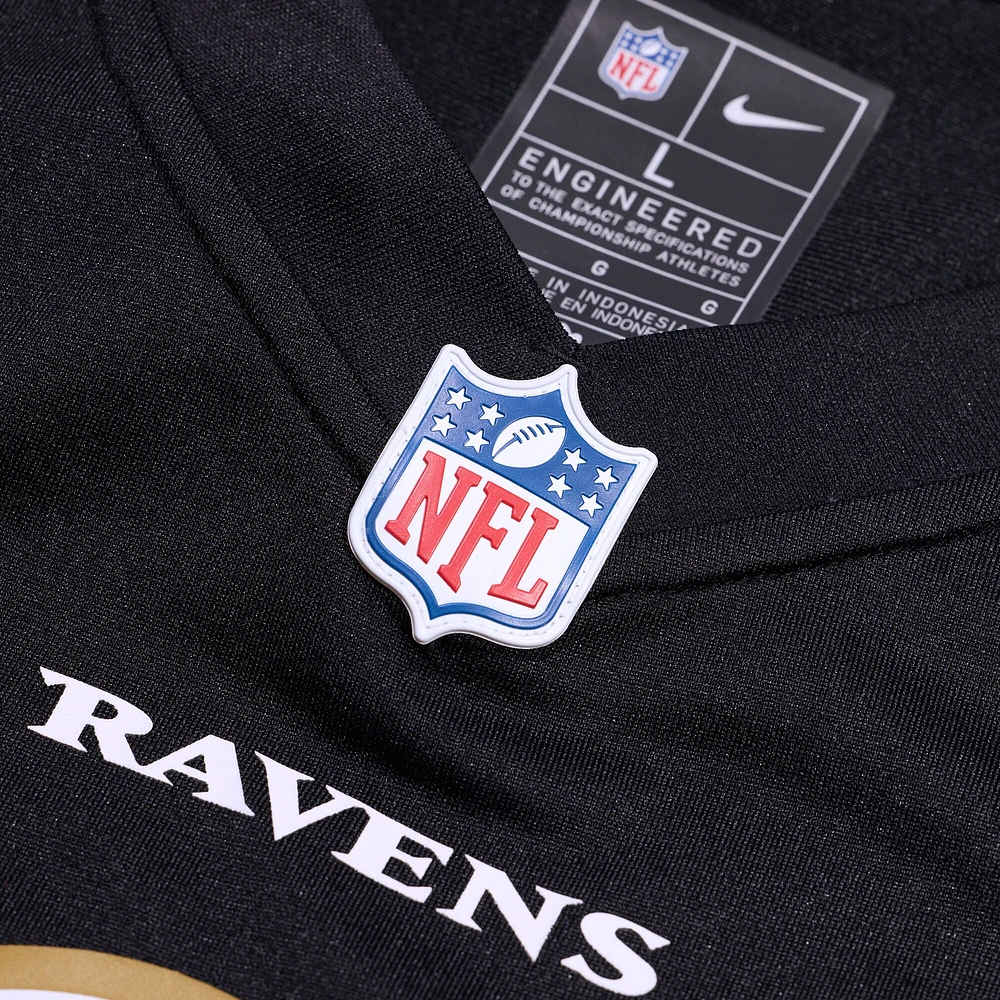 Maillot de match alternatif Nike Lamar Jackson pour hommes, noir, Baltimore Ravens