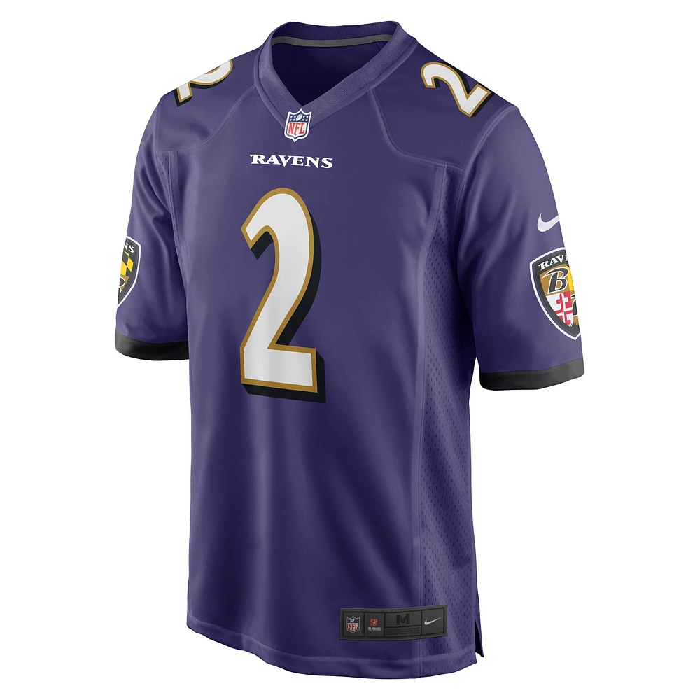 Men's Nike Nate Wiggins Purple Baltimore Ravens  Player Game Jersey