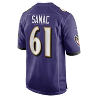 Men's Nike Nick Samac  Purple Baltimore Ravens Team Game Jersey