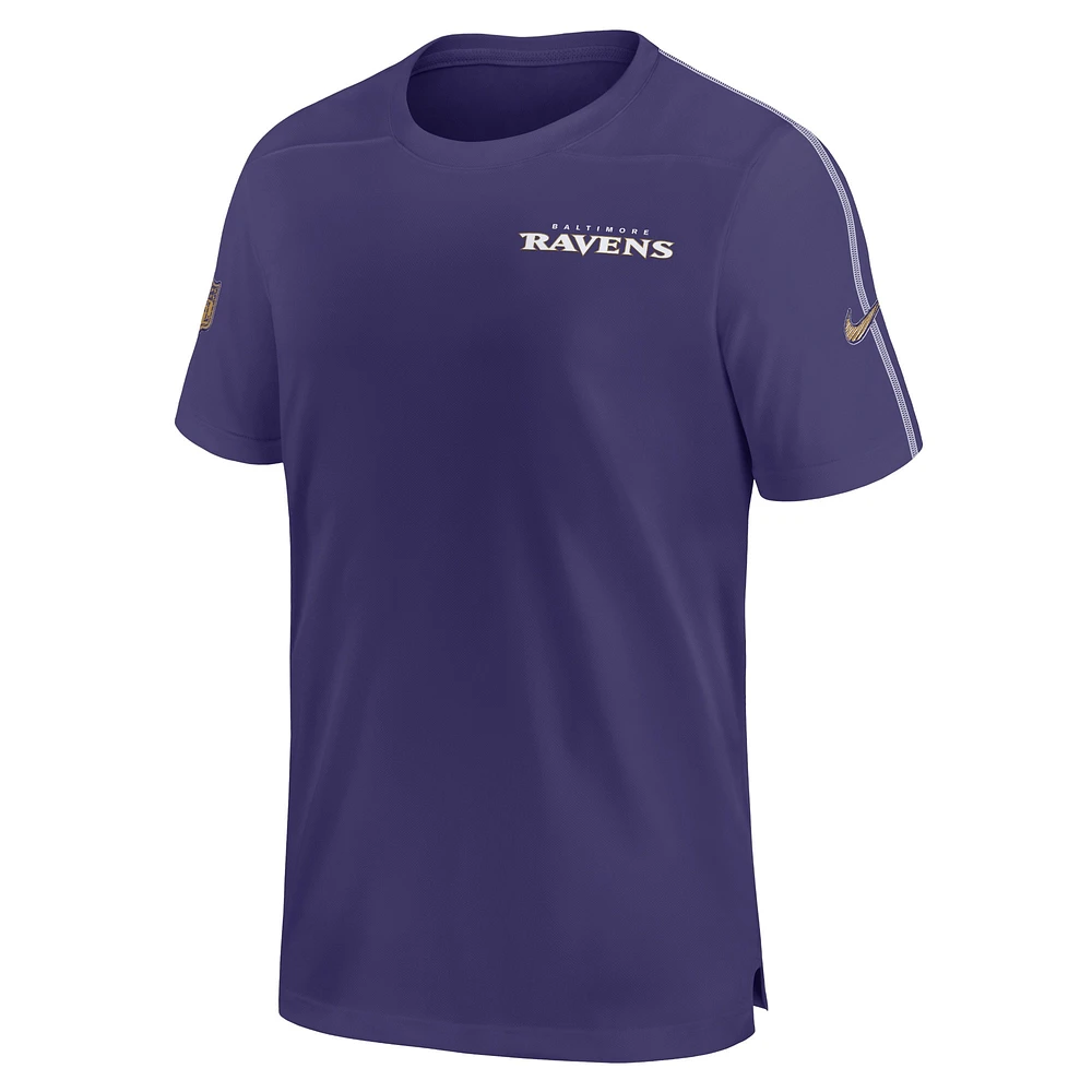 T-shirt Nike violet Baltimore Ravens 2024 Sideline Coach UV Performance pour homme