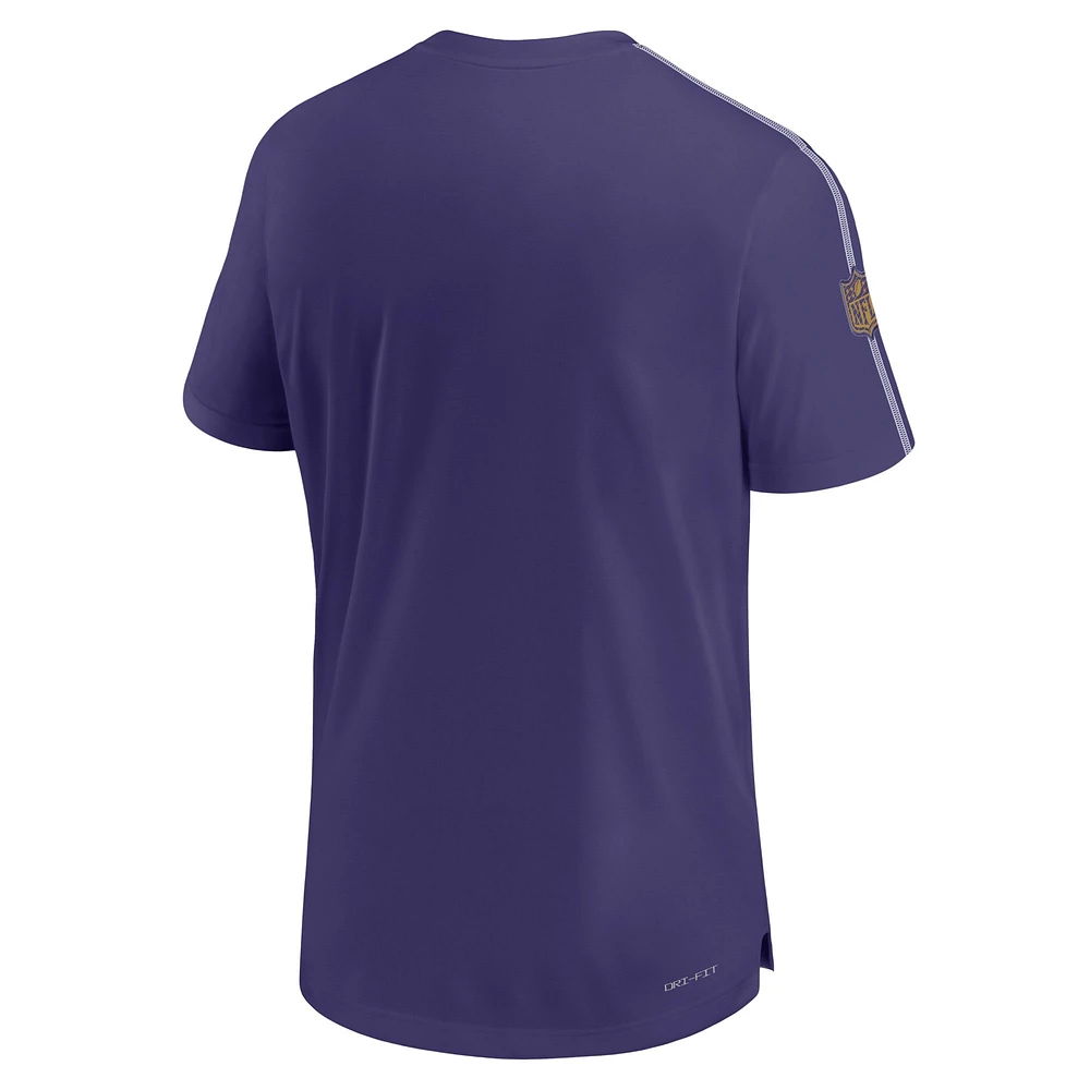 T-shirt Nike violet Baltimore Ravens 2024 Sideline Coach UV Performance pour homme